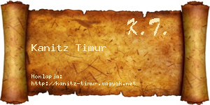Kanitz Timur névjegykártya